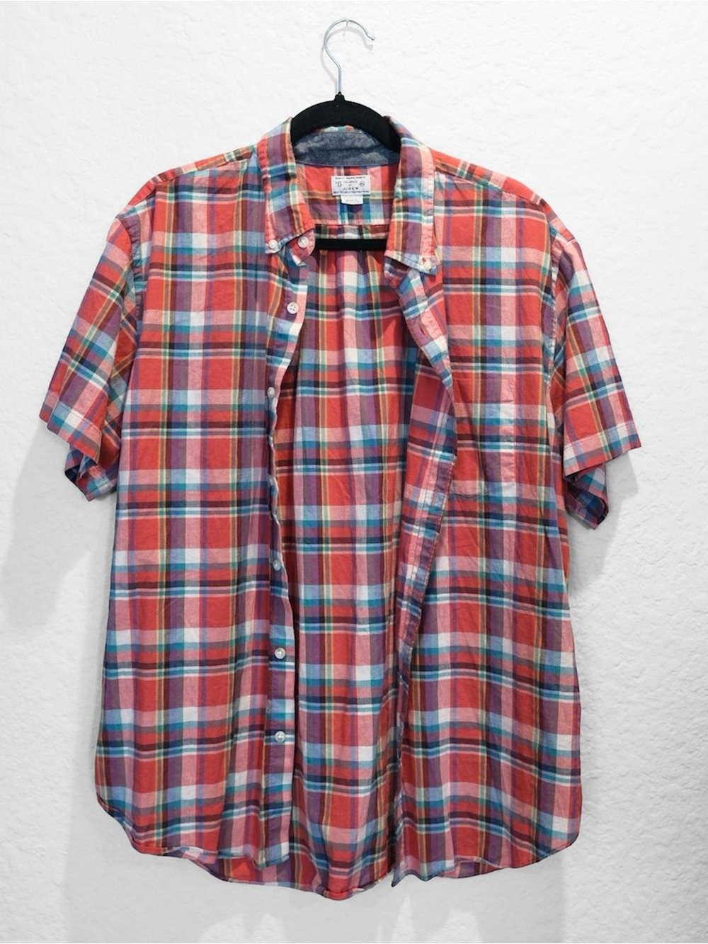 J. Crew Plaid Short Sleeve Button Down Shirt Size XL Multicolor Preppy Western